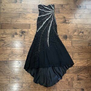 Riva Designs Black Beaded Evening Prom Dress Size 6 Small Strapless Whimsigoth